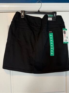 Black Stretch Mini Skirt with Back Pockets